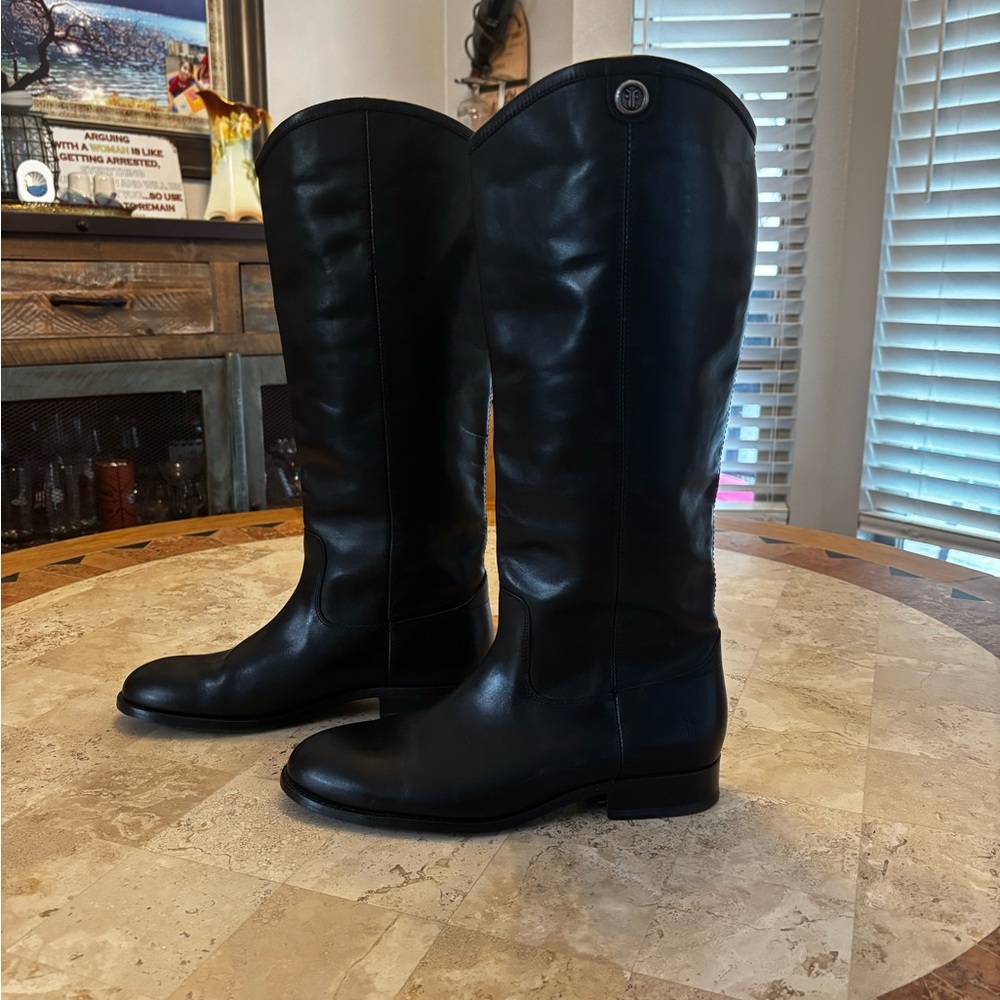 Frye Original Melissa Button Riding Boots Black Leather Size 8
